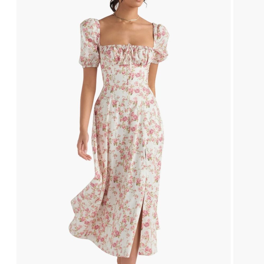 House of CB - Tallulah Floral Cotton Blend Sundress in Pink -Size S